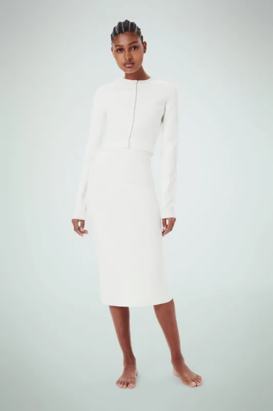 VB Body Cropped Fitted Cardigan In White sold by Victoria Beckham