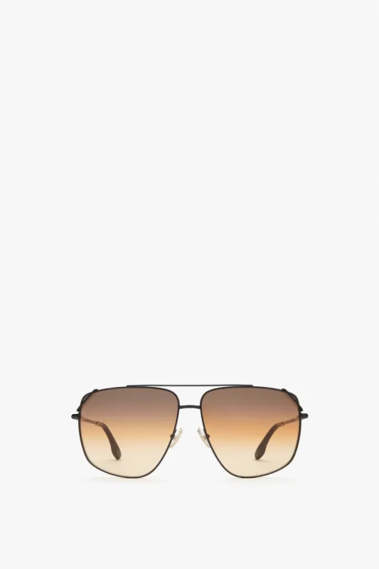 Classic V Metal Navigator Sunglasses in Brown and Orange sold by Victoria Beckham
