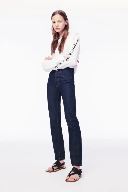 Long Sleeve Logo Tee in White sold by Victoria Beckham