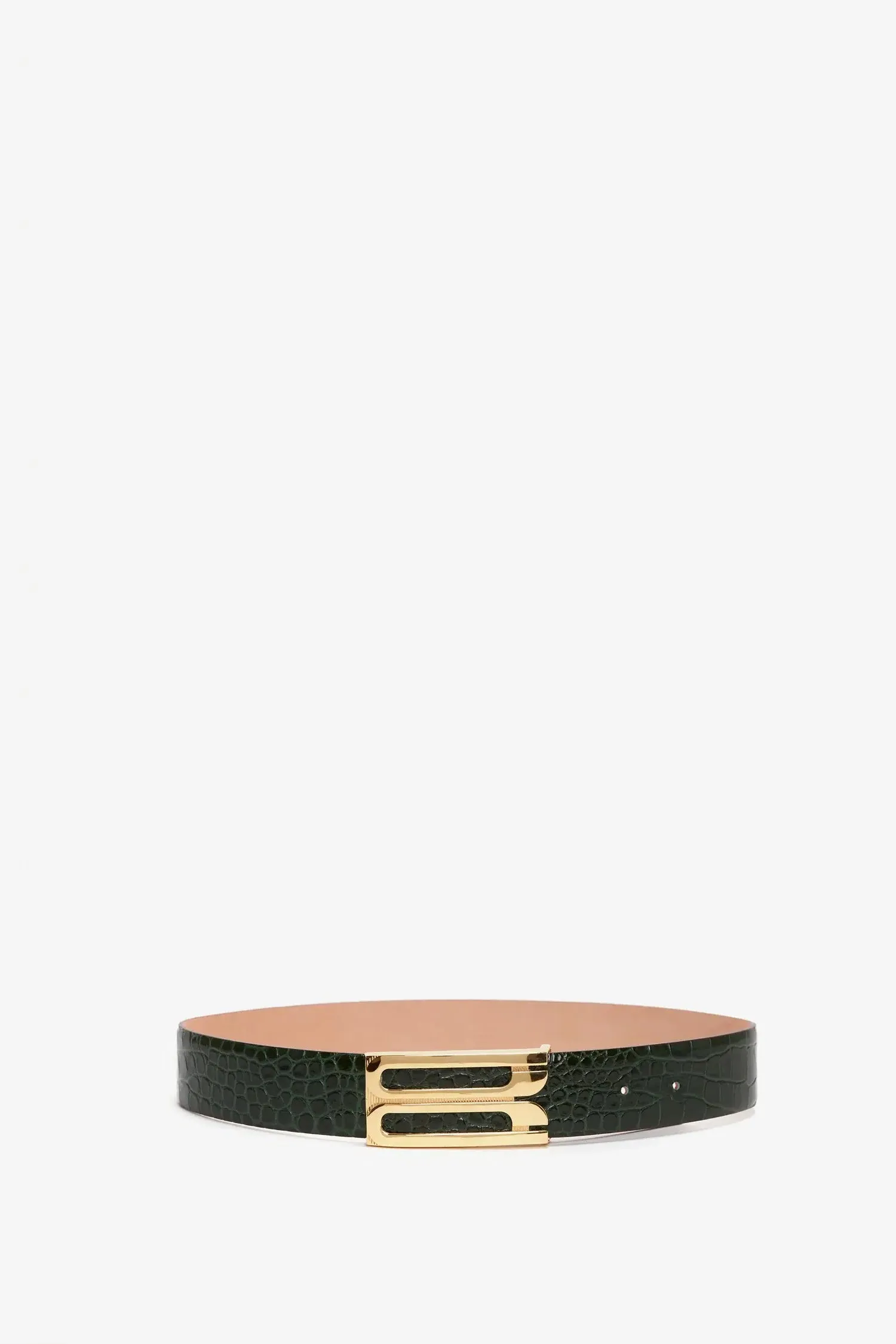 Jumbo Dorian Belt In Dark Forest Croc Embossed Leather sold by Victoria Beckham