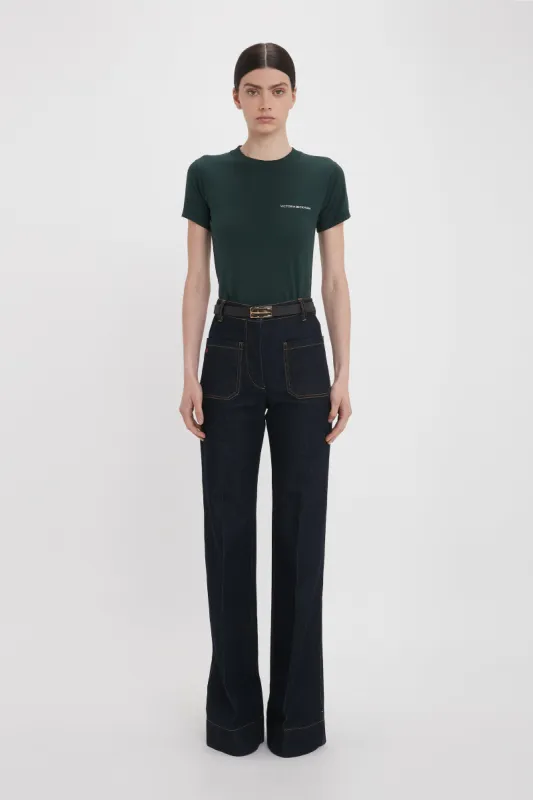 Shrunken Logo Tee In Seaweed sold by Victoria Beckham