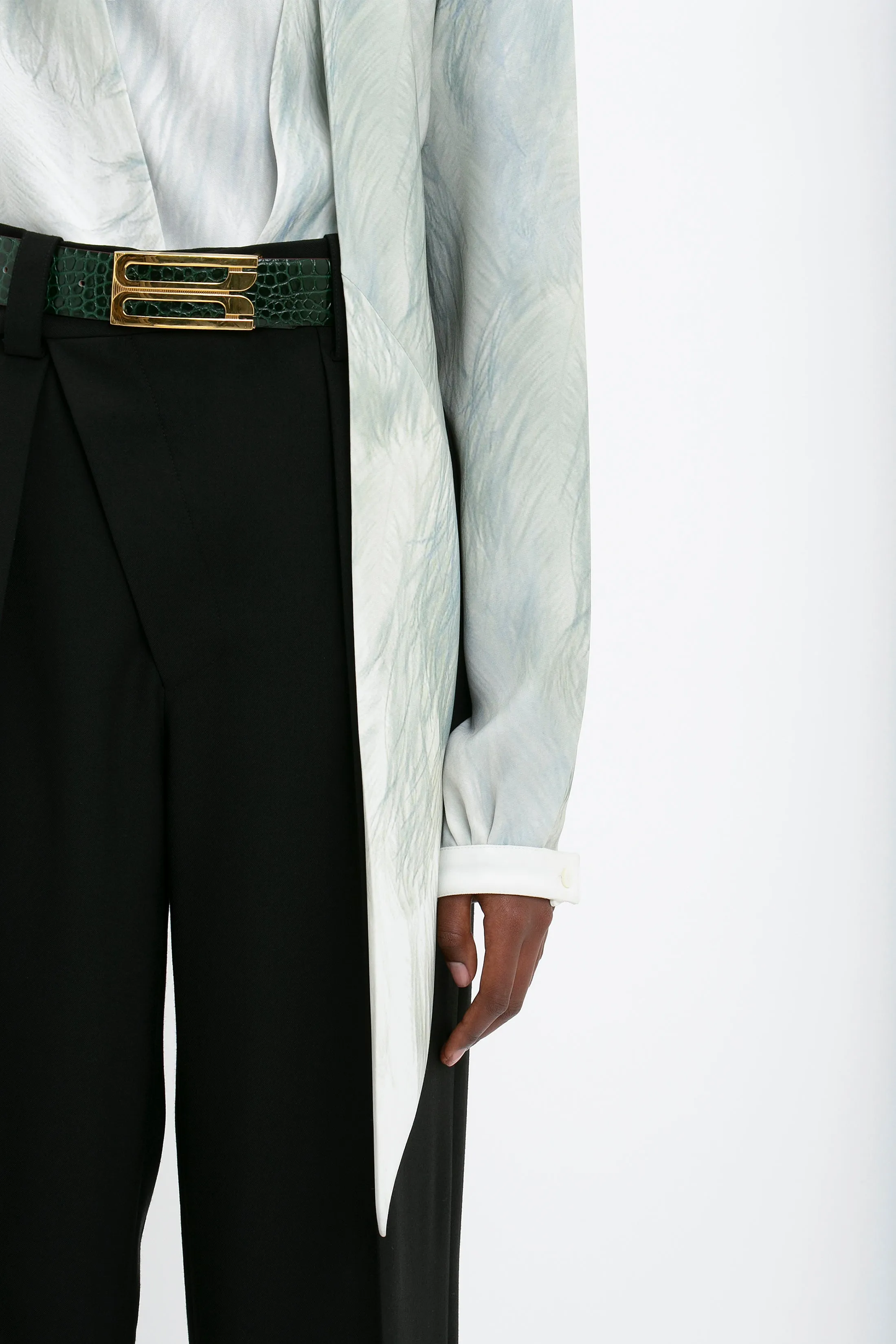 Jumbo Dorian Belt In Dark Forest Croc Embossed Leather sold by Victoria Beckham product image thumbnail 5