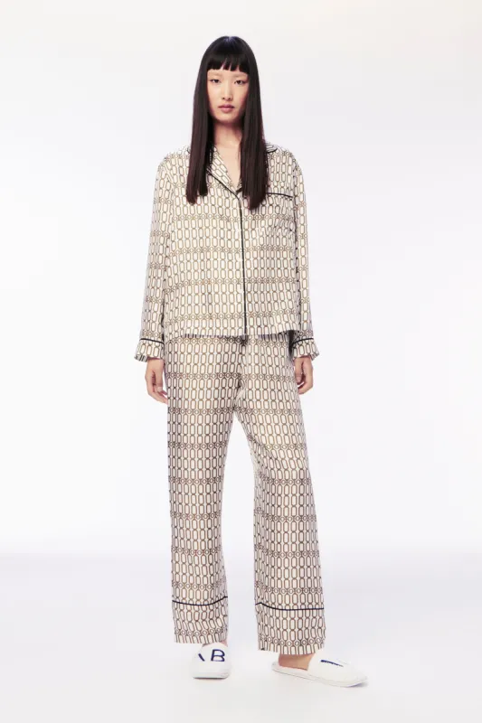 Chain Print Pyjama Set in Ivory made by Victoria Beckham