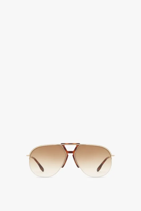 Brow Aviator Sunglasses In Brown sold by Victoria Beckham