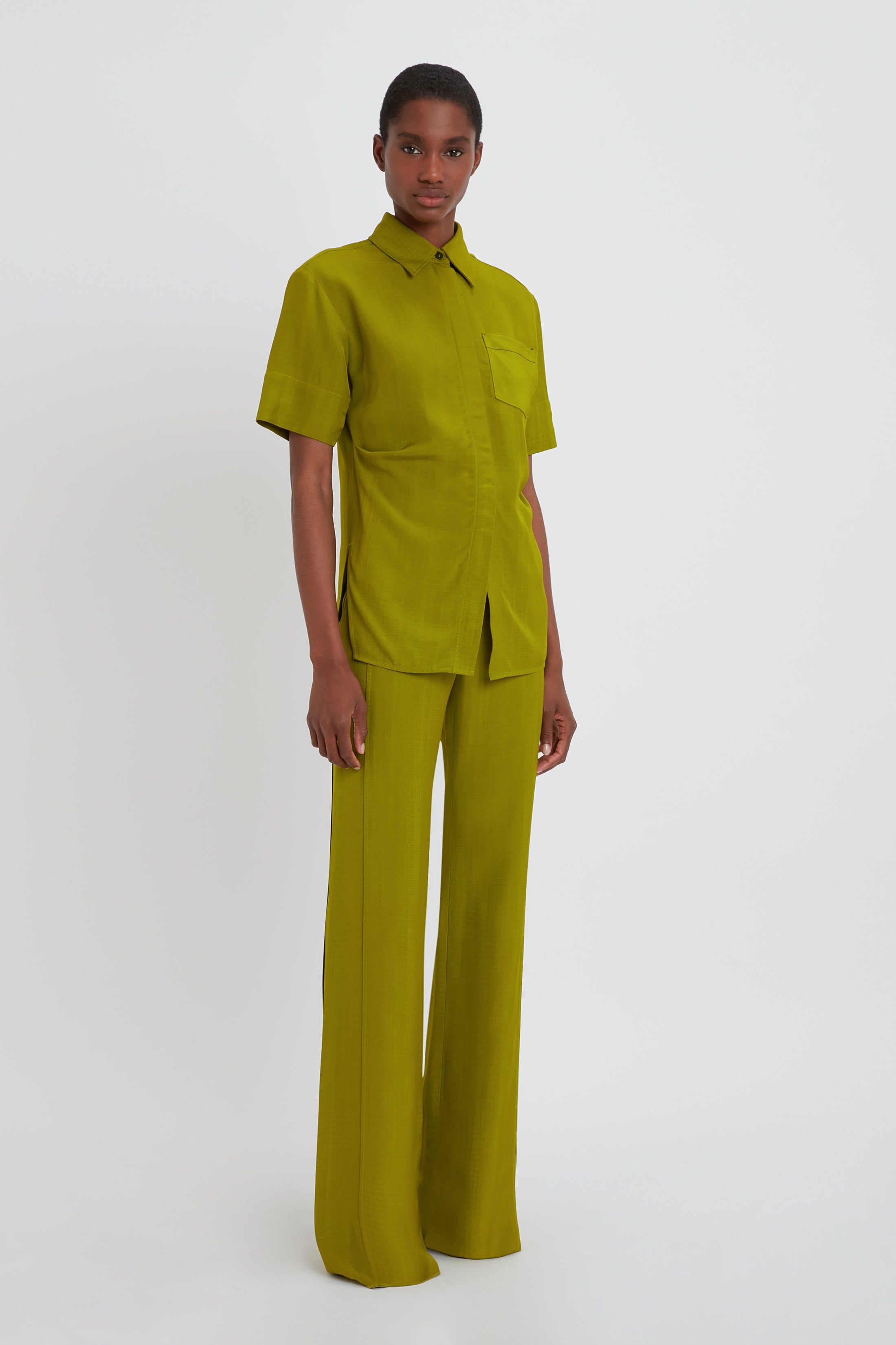 Fitted Short Sleeve Shirt In Parrot Green sold by Victoria Beckham product image thumbnail 3