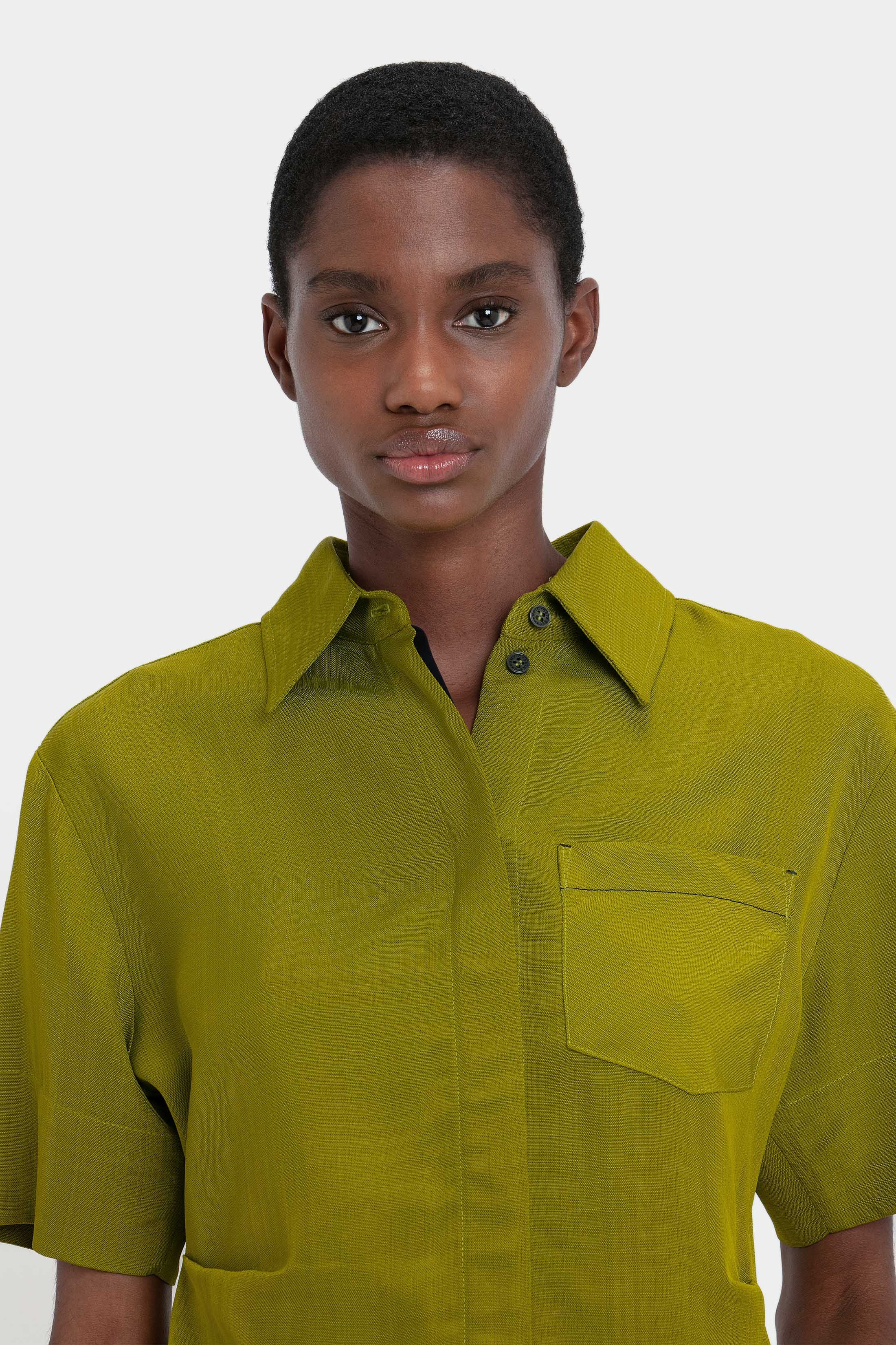 Fitted Short Sleeve Shirt In Parrot Green sold by Victoria Beckham product image thumbnail 5