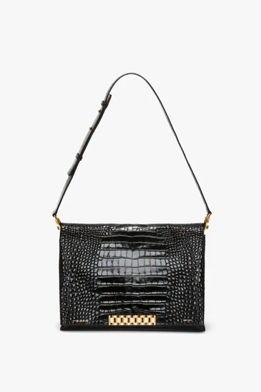 Jumbo Chain Pouch in Black Croc-Effect Leather sold by Victoria Beckham
