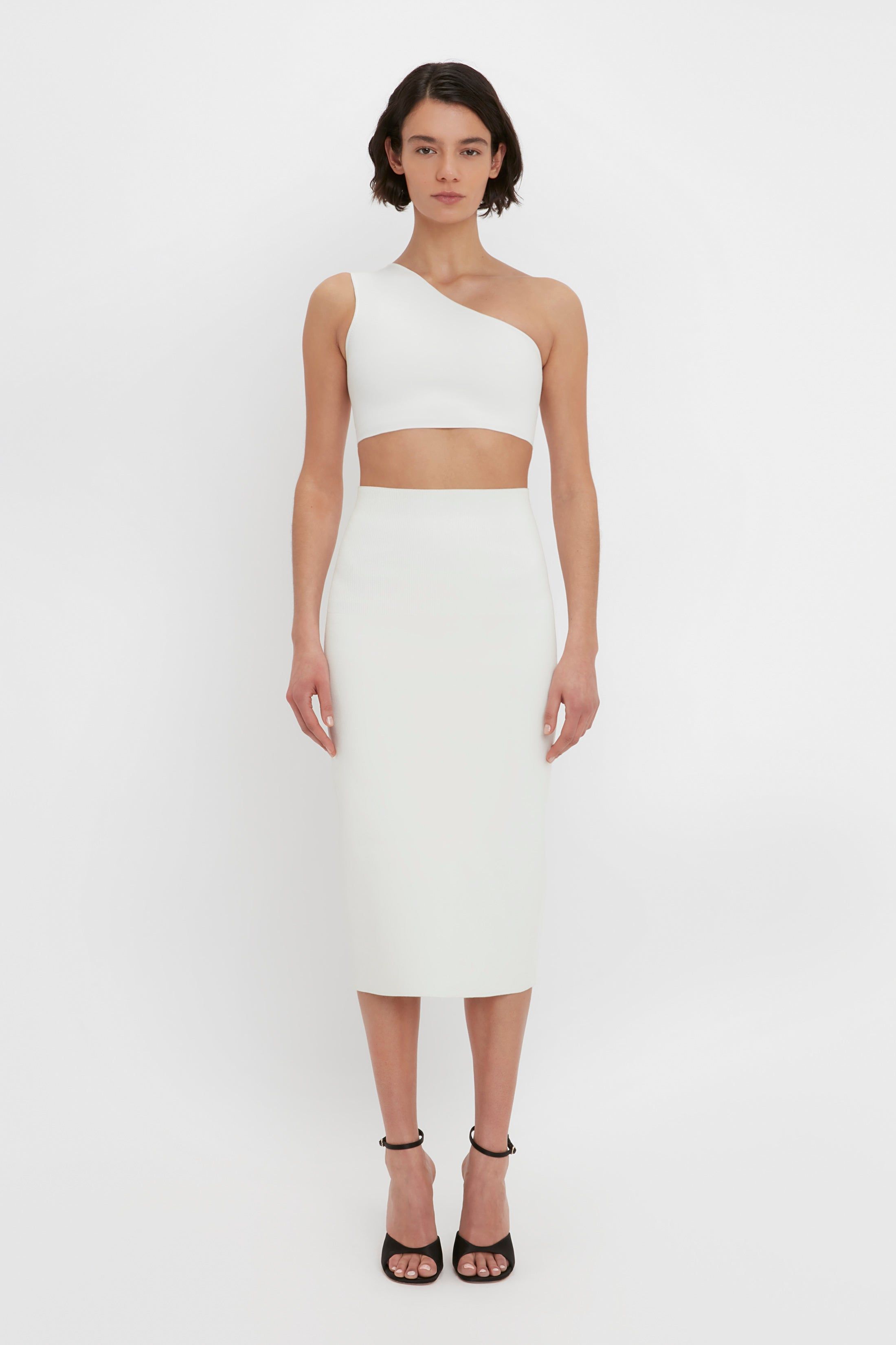 VB Body One Shoulder Crop Top In White sold by Victoria Beckham