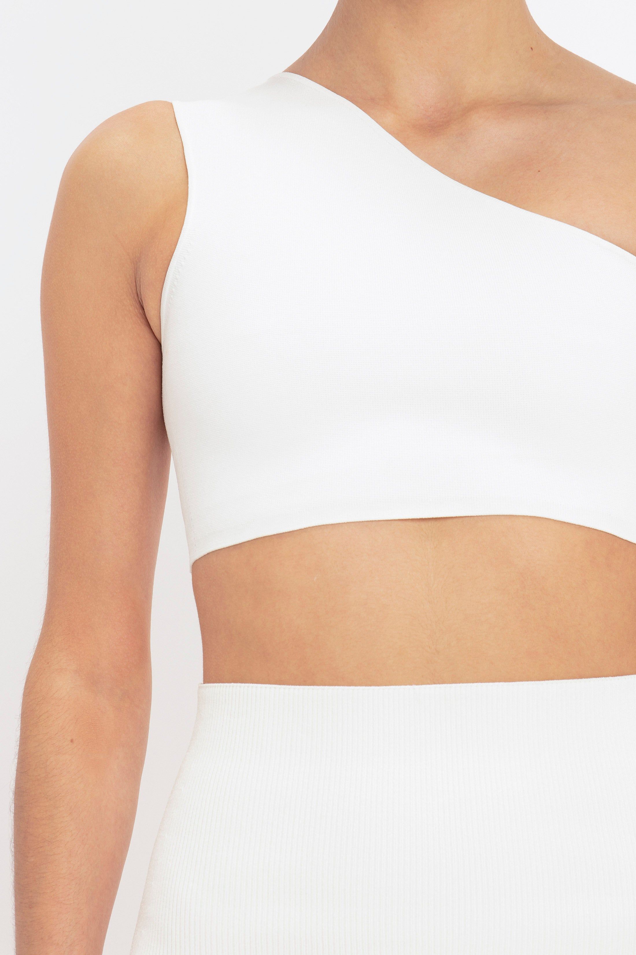 VB Body One Shoulder Crop Top In White sold by Victoria Beckham product image thumbnail 4