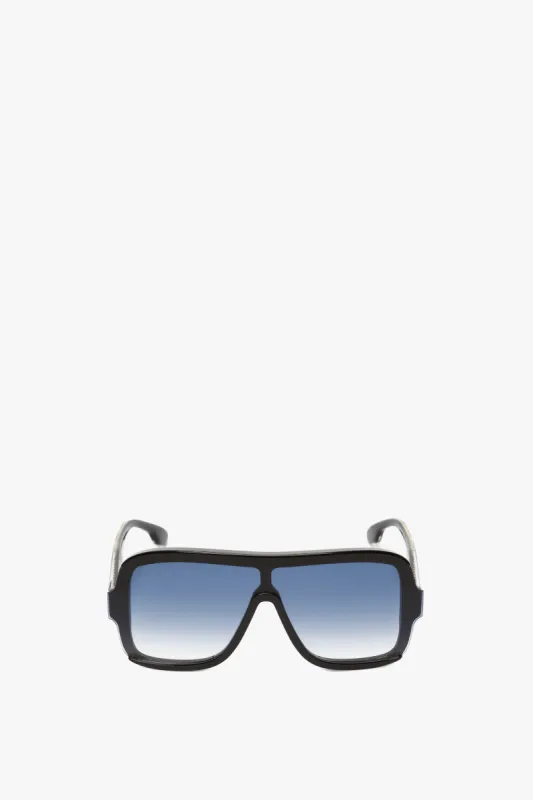 Layered Mask Sunglasses In Black Gradient sold by Victoria Beckham