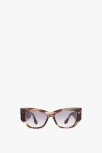 Sculptural Frame Sunglasses In Striped Grey sold by Victoria Beckham