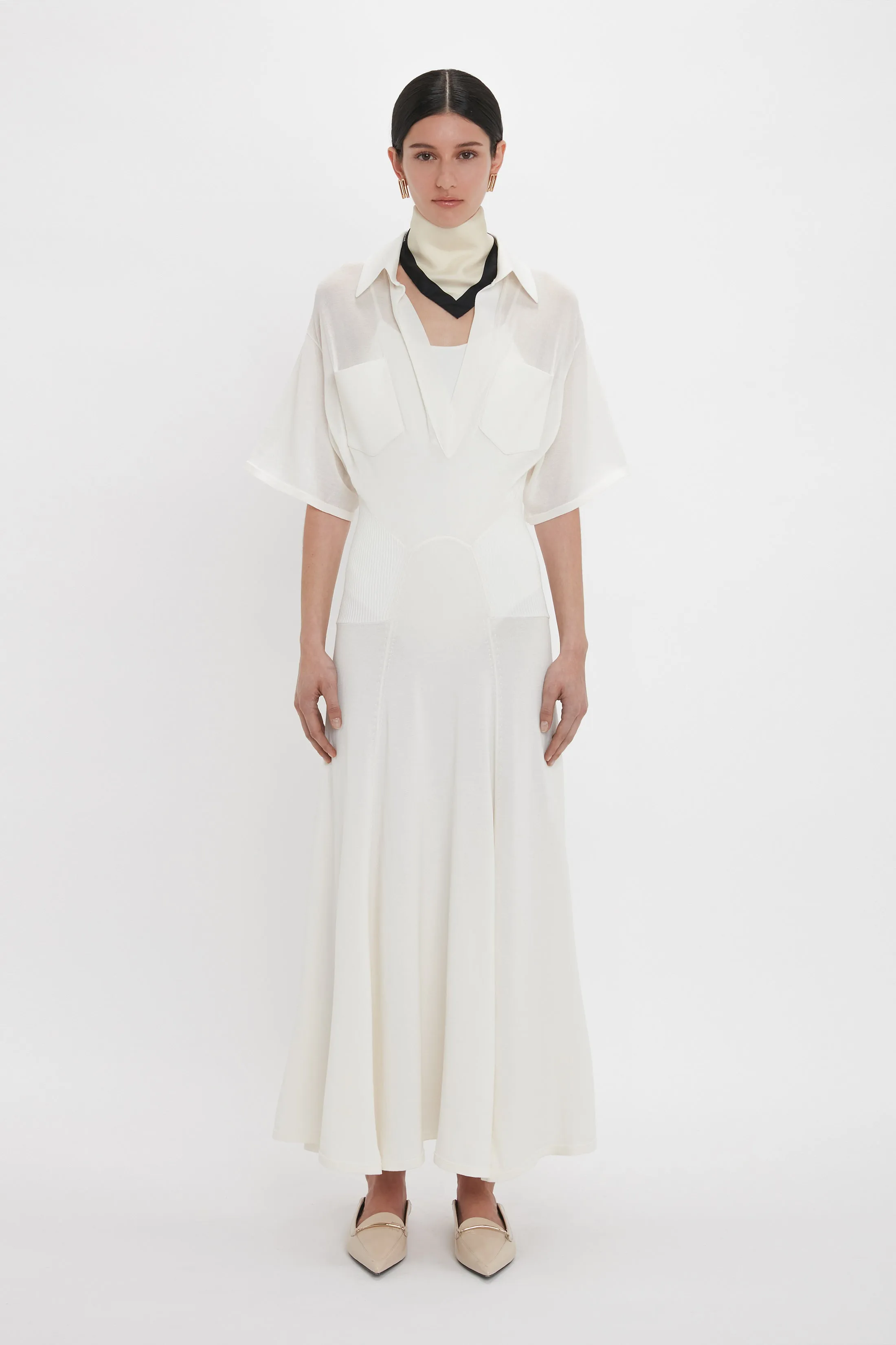 Panelled Knit Dress In White sold by Victoria Beckham
