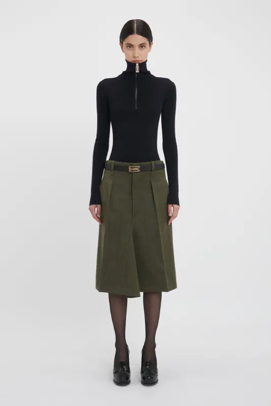 Asymmetric Tailored Skirt In Dark Fern Check sold by Victoria Beckham