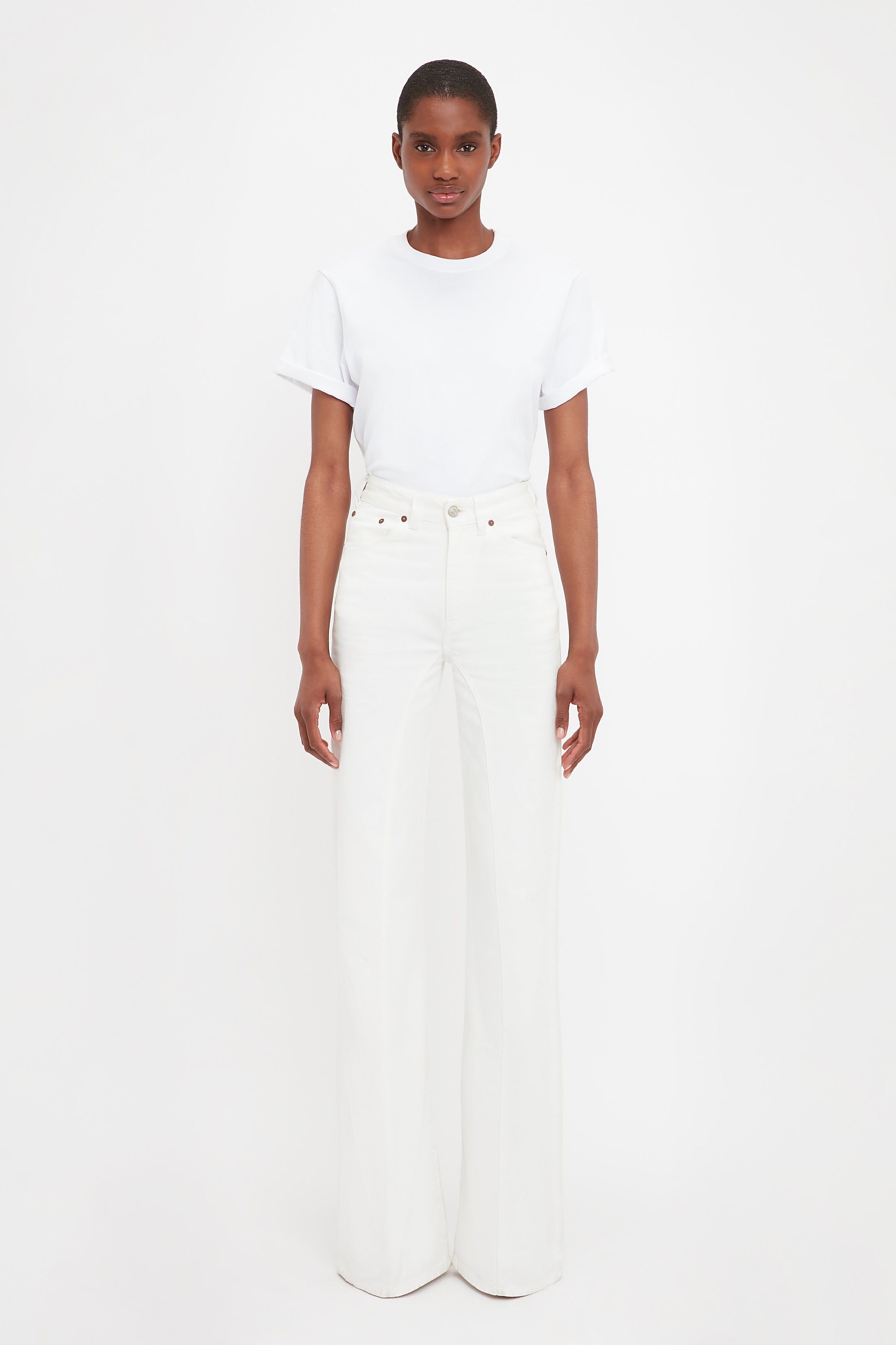 Bianca High Waisted Straight Leg Jean In White sold by Victoria Beckham