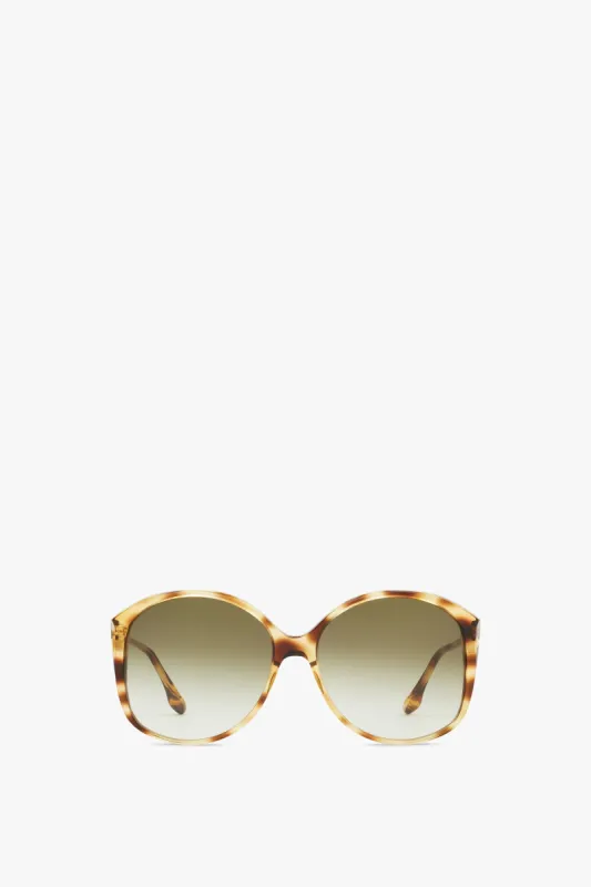 Faceted Round Sunglasses In Blonde Havana sold by Victoria Beckham