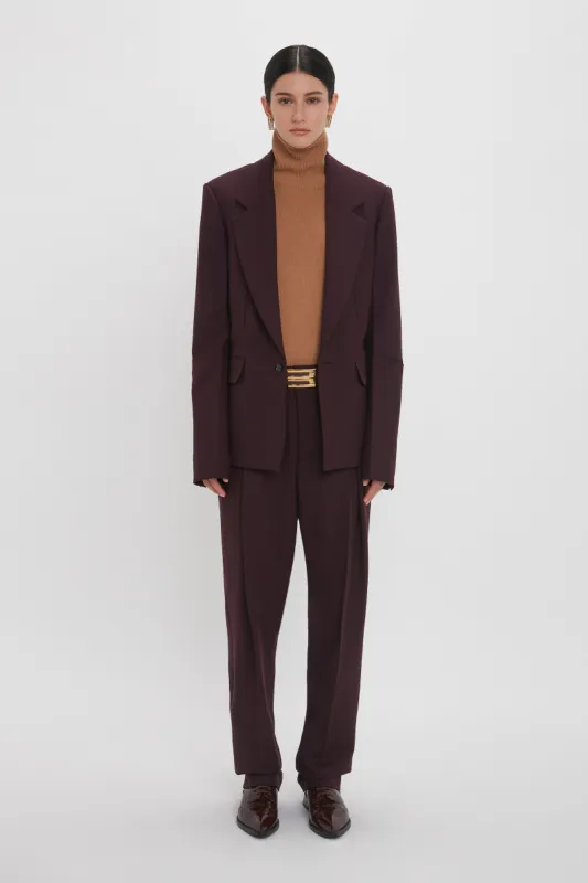 Sleeve Detail Patch Pocket Jacket In Deep Mahogany made by Victoria Beckham