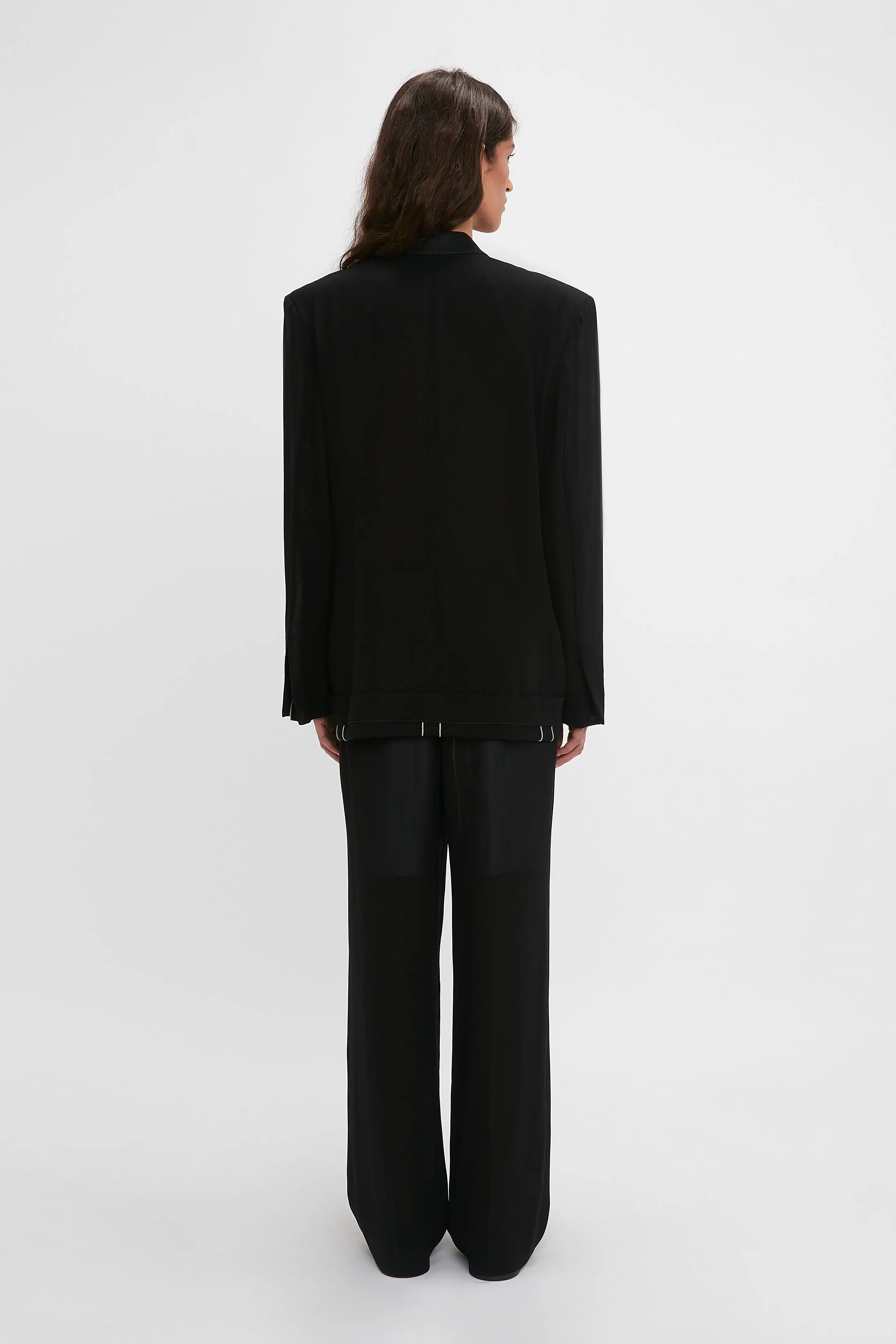 Fold Detail Tailored Jacket In Black sold by Victoria Beckham product image thumbnail 3