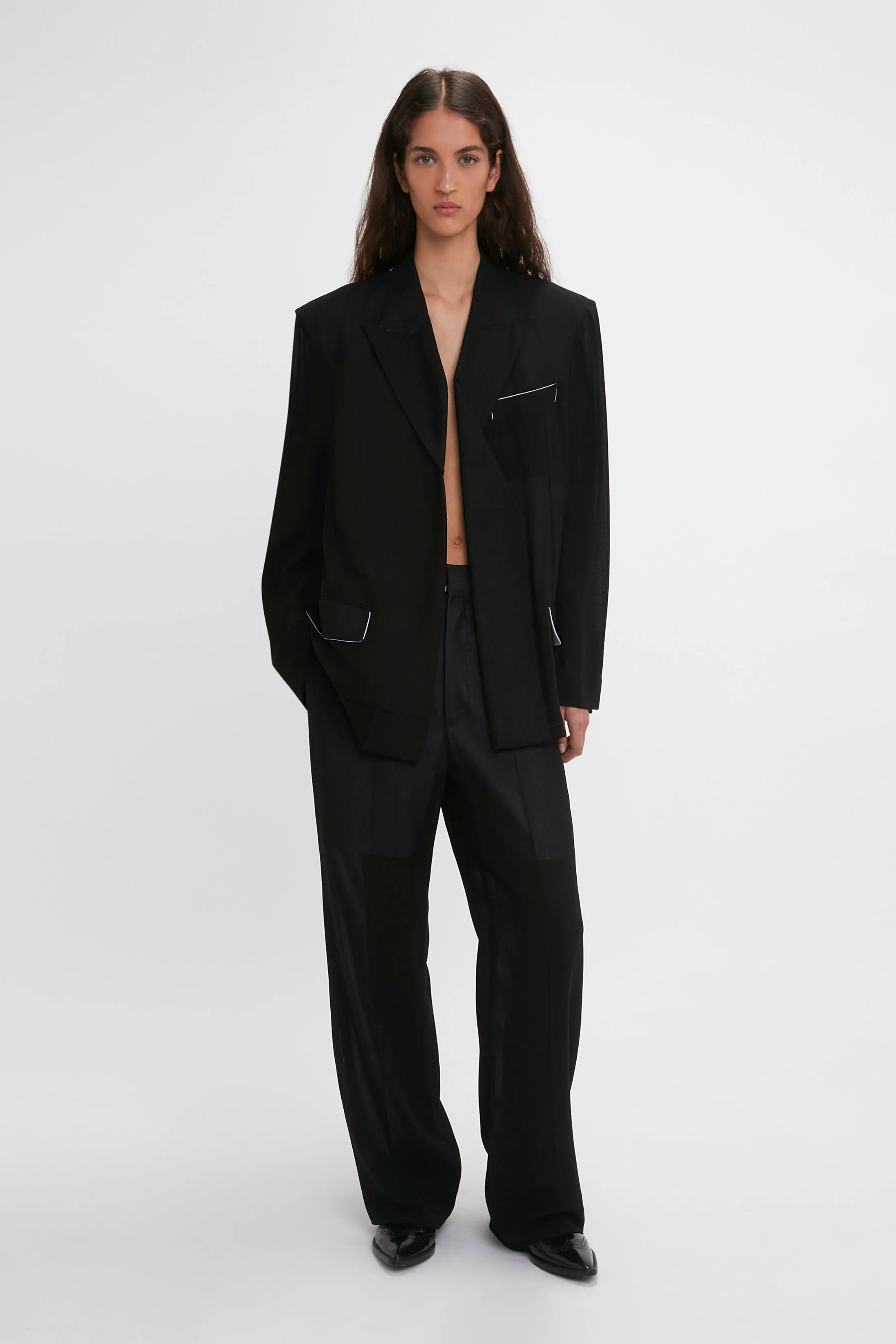 Fold Detail Tailored Jacket In Black sold by Victoria Beckham product image thumbnail 4