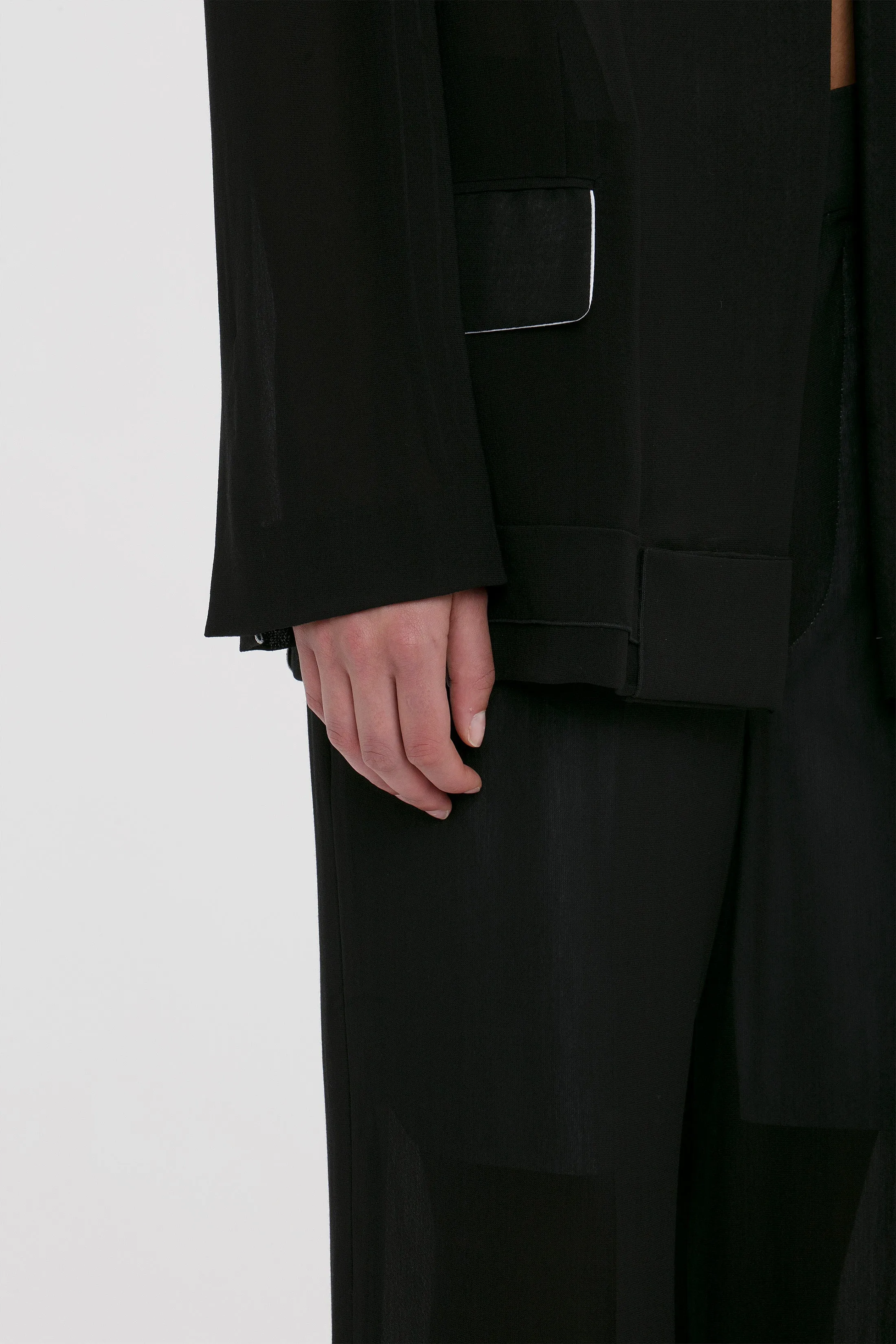 Fold Detail Tailored Jacket In Black sold by Victoria Beckham product image thumbnail 5