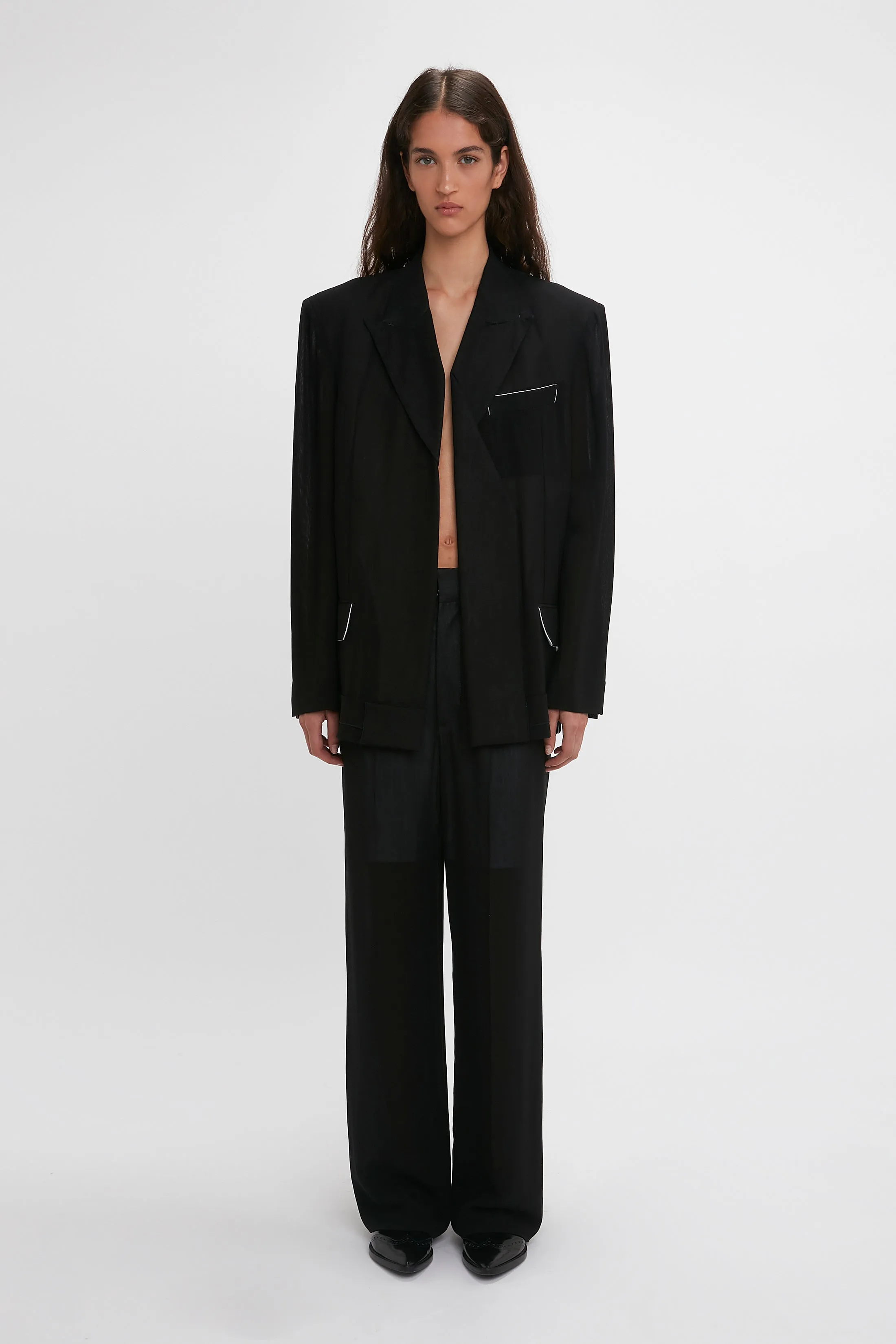 Fold Detail Tailored Jacket In Black sold by Victoria Beckham