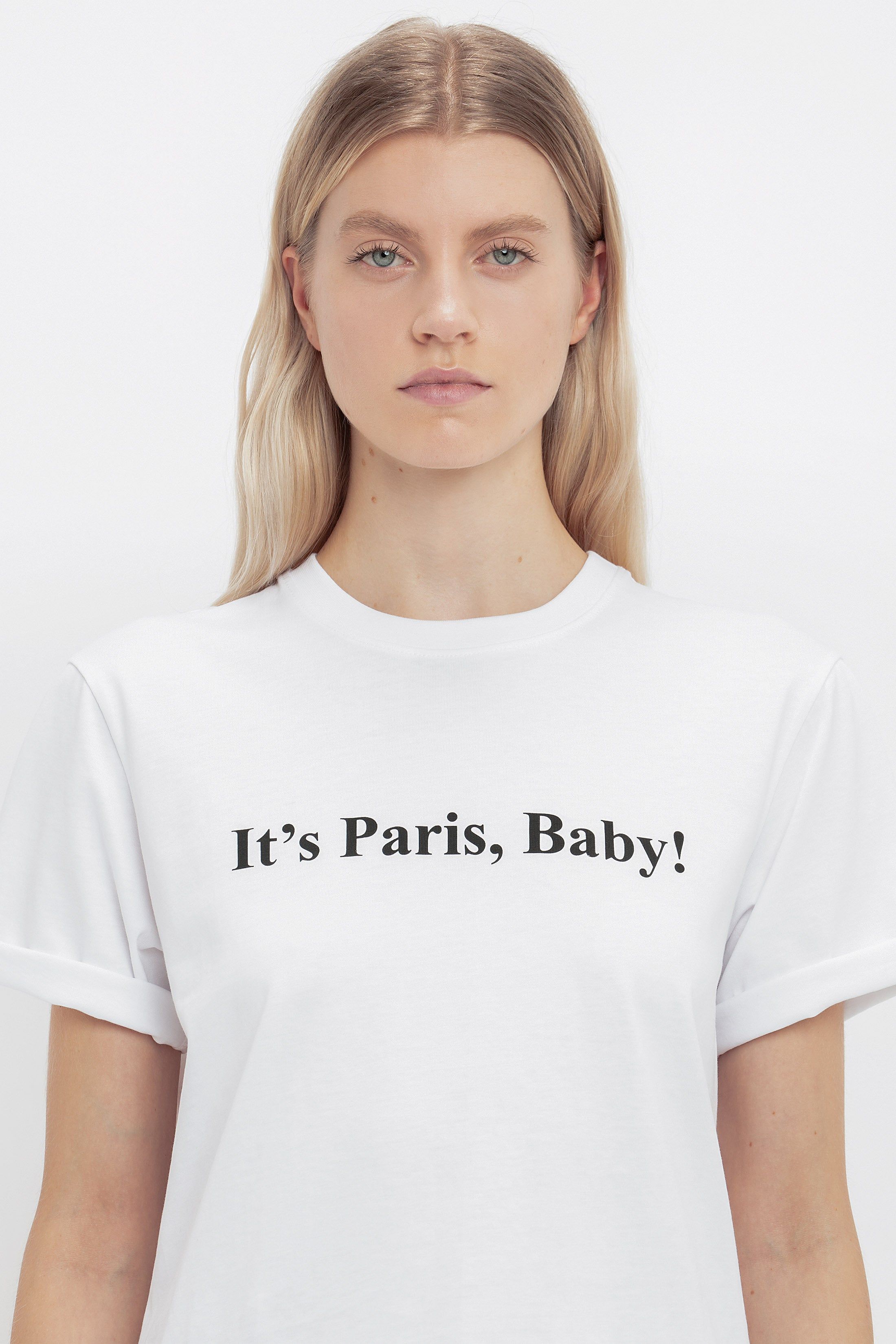 IT'S PARIS, BABY! T-shirt In white sold by Victoria Beckham product image thumbnail 4