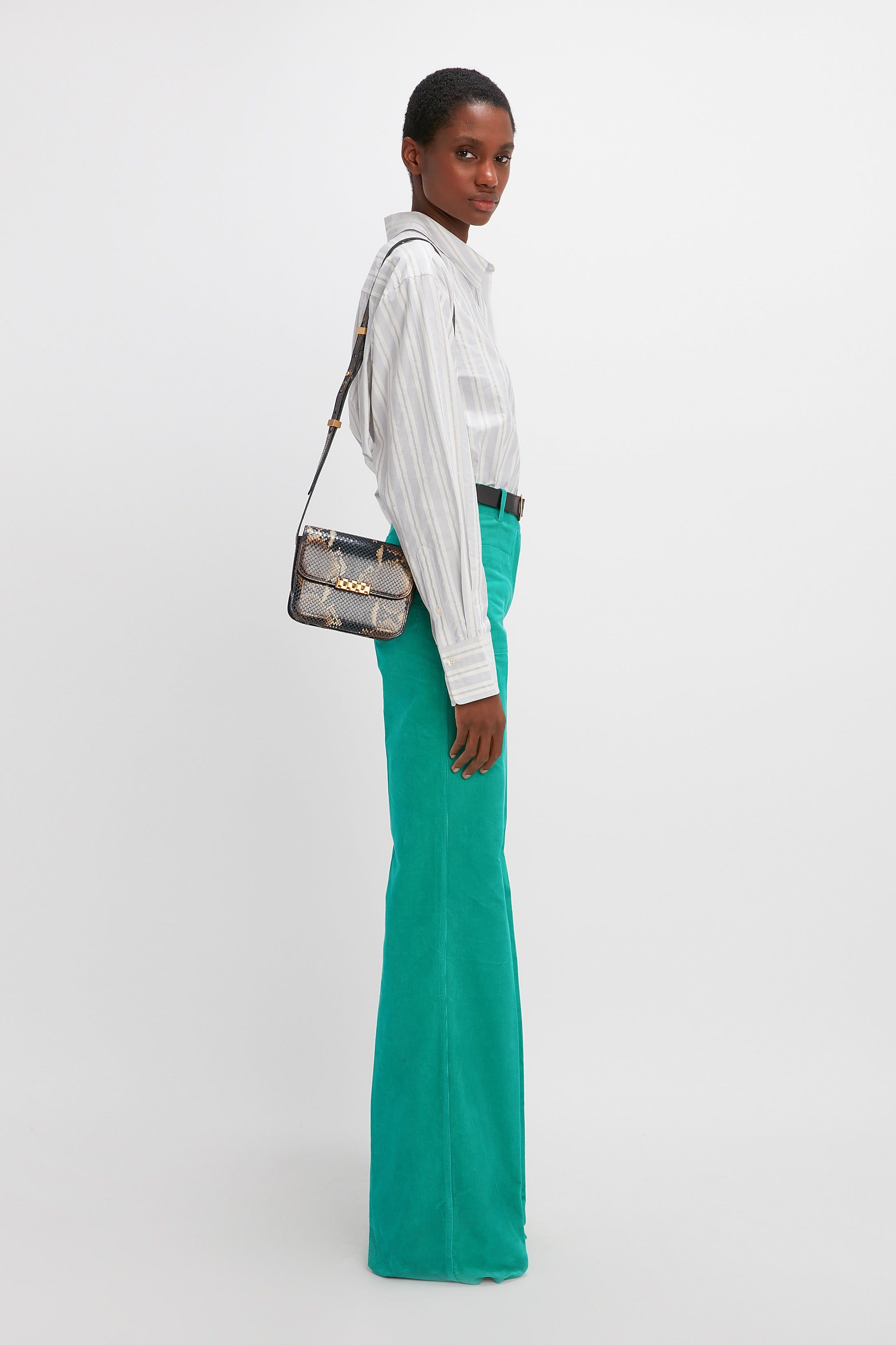 Mini Chain Shoulder Bag In Navy-Brown Leather sold by Victoria Beckham product image thumbnail 10