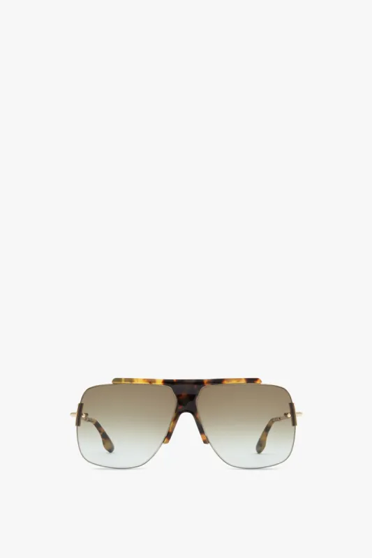 Combination Rimless Square Sunglasses In Havana sold by Victoria Beckham