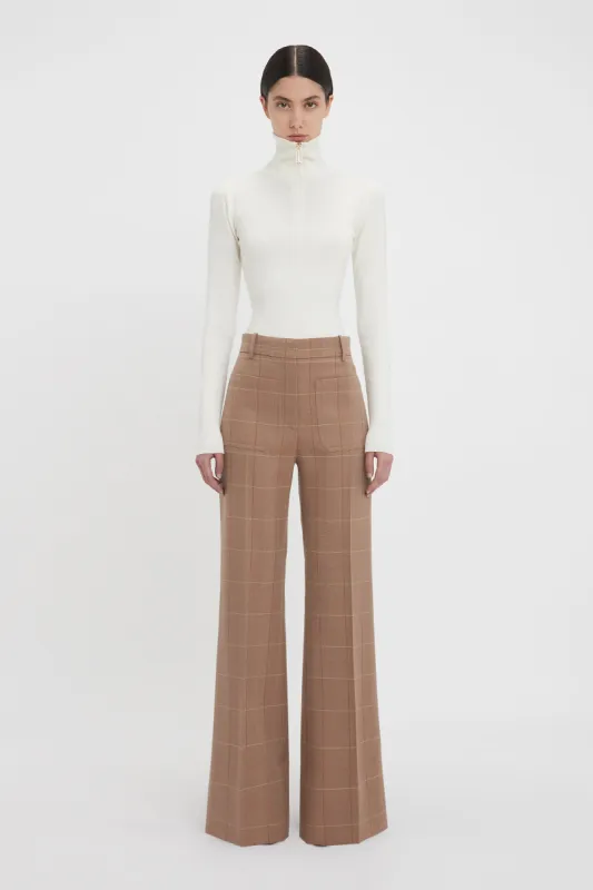 Alina Tailored Trouser In Camel-Multi Check sold by Victoria Beckham