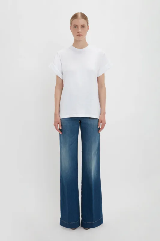 Oversized Asymmetric Sleeve T-Shirt In White sold by Victoria Beckham