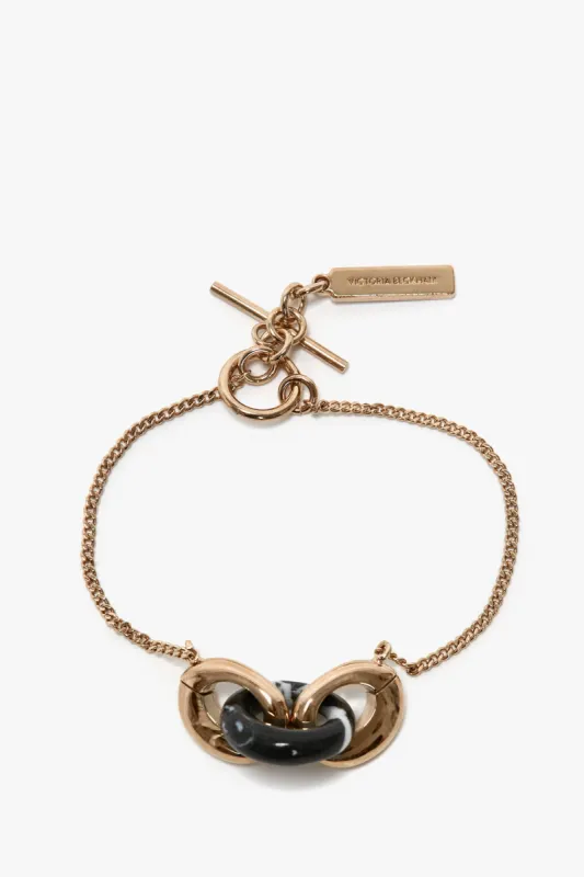 Resin Charm Bracelet In Light Gold-Black sold by Victoria Beckham