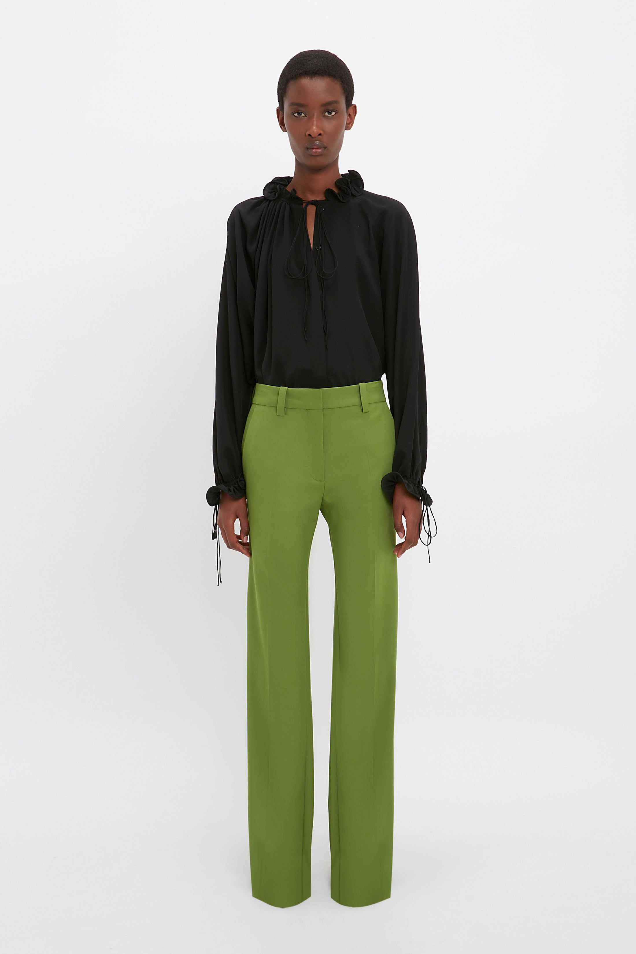 Tailored Straight Leg Trouser In Serpent Green sold by Victoria Beckham