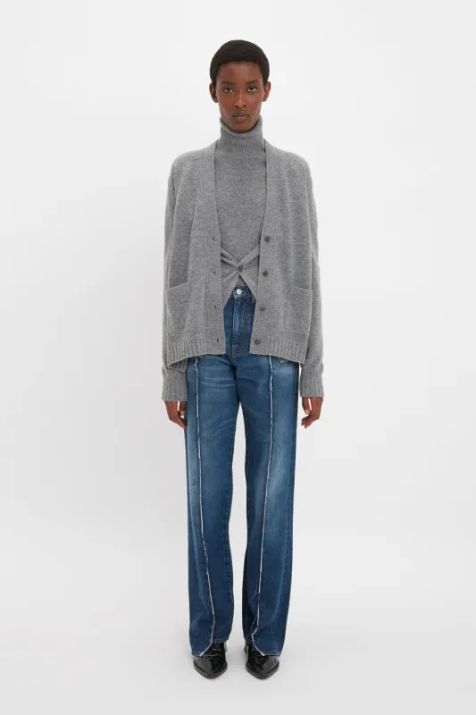 Double Layer Cardigan In Grey Melange sold by Victoria Beckham