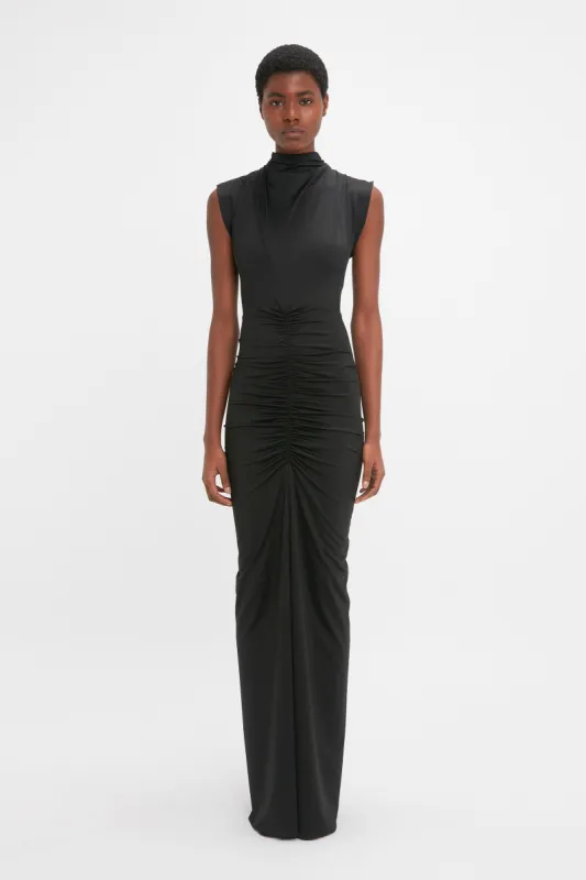 Ruched Jersey Gown In Black sold by Victoria Beckham