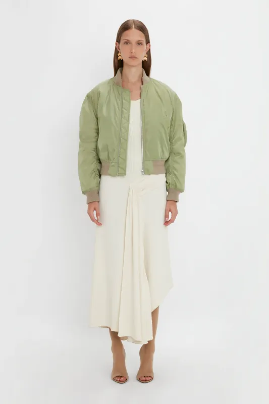 Cropped Bomber Jacket In Avocado sold by Victoria Beckham