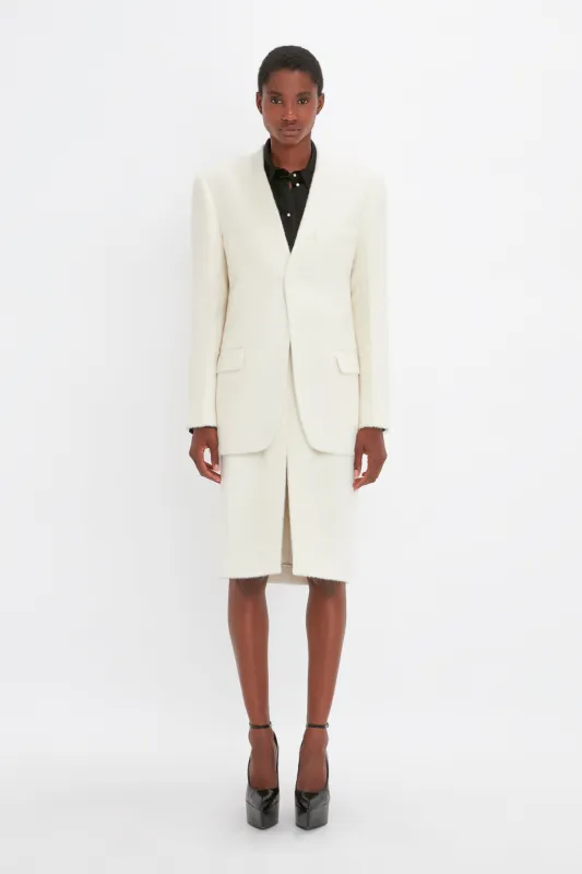 Hidden Lapel Single Breasted Jacket In Ivory sold by Victoria Beckham