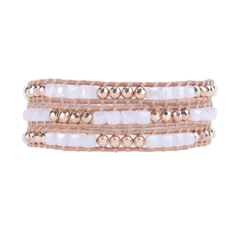 Square Cut Crystal Beads With Gold Accent On Natural sold by Victoria Emerson