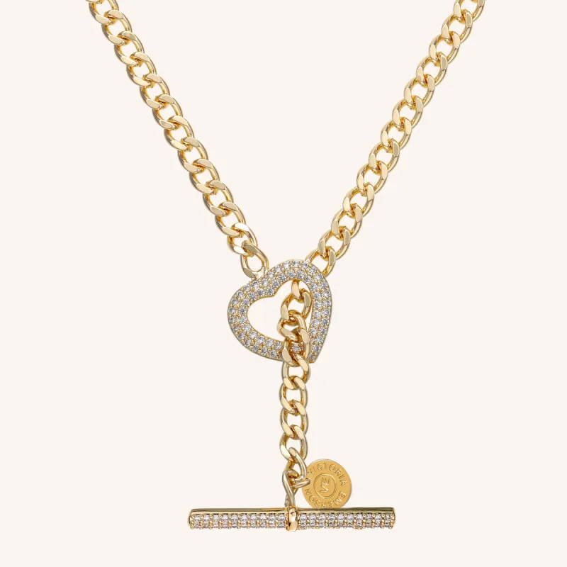 Pavé Heart Toggle Necklace sold by Victoria Emerson
