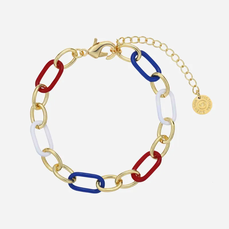 Stars & Stripes Gold Paperclip Link Bracelet made by Victoria Emerson