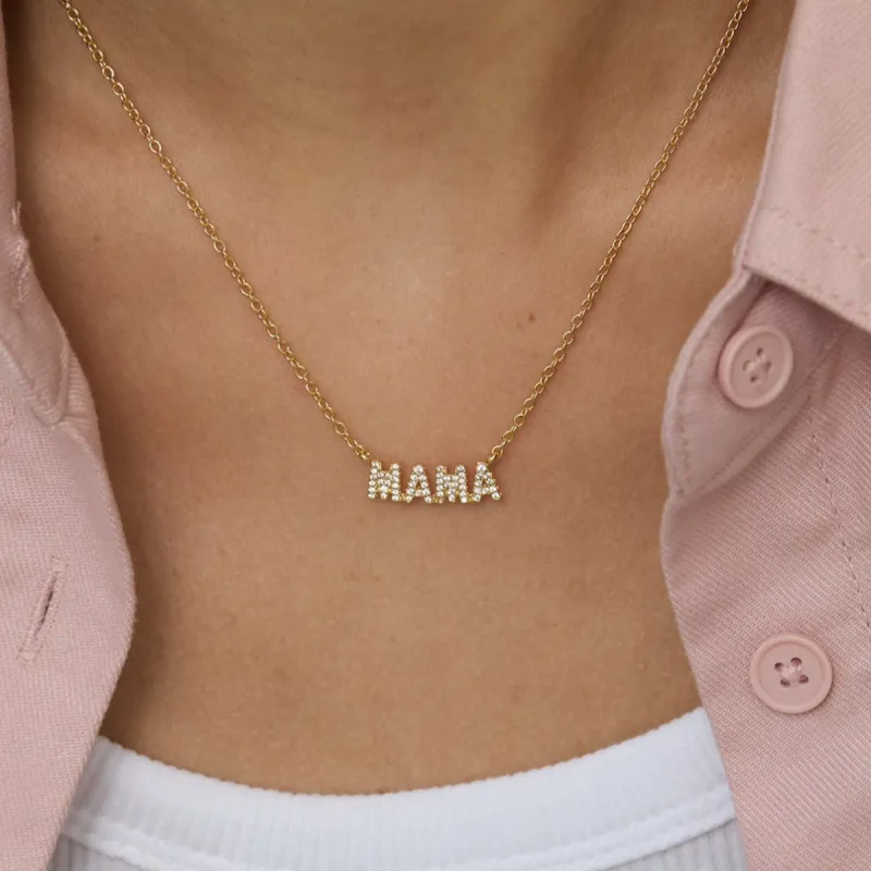 Pavé MAMA Necklace sold by Victoria Emerson