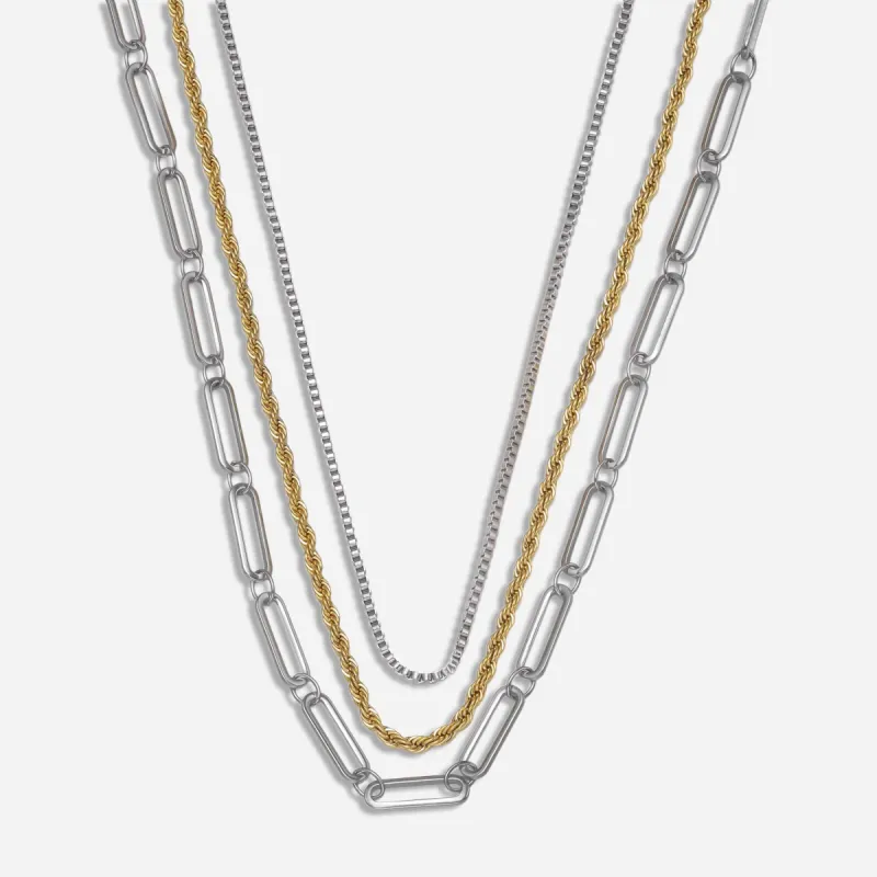 Corrine Layered Mixed Metals Chain Necklace sold by Victoria Emerson
