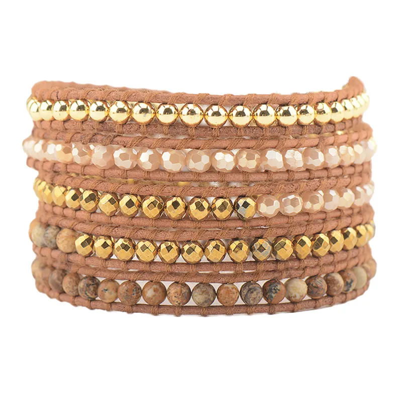 Picture Stone and Gold Beads on Natural sold by Victoria Emerson