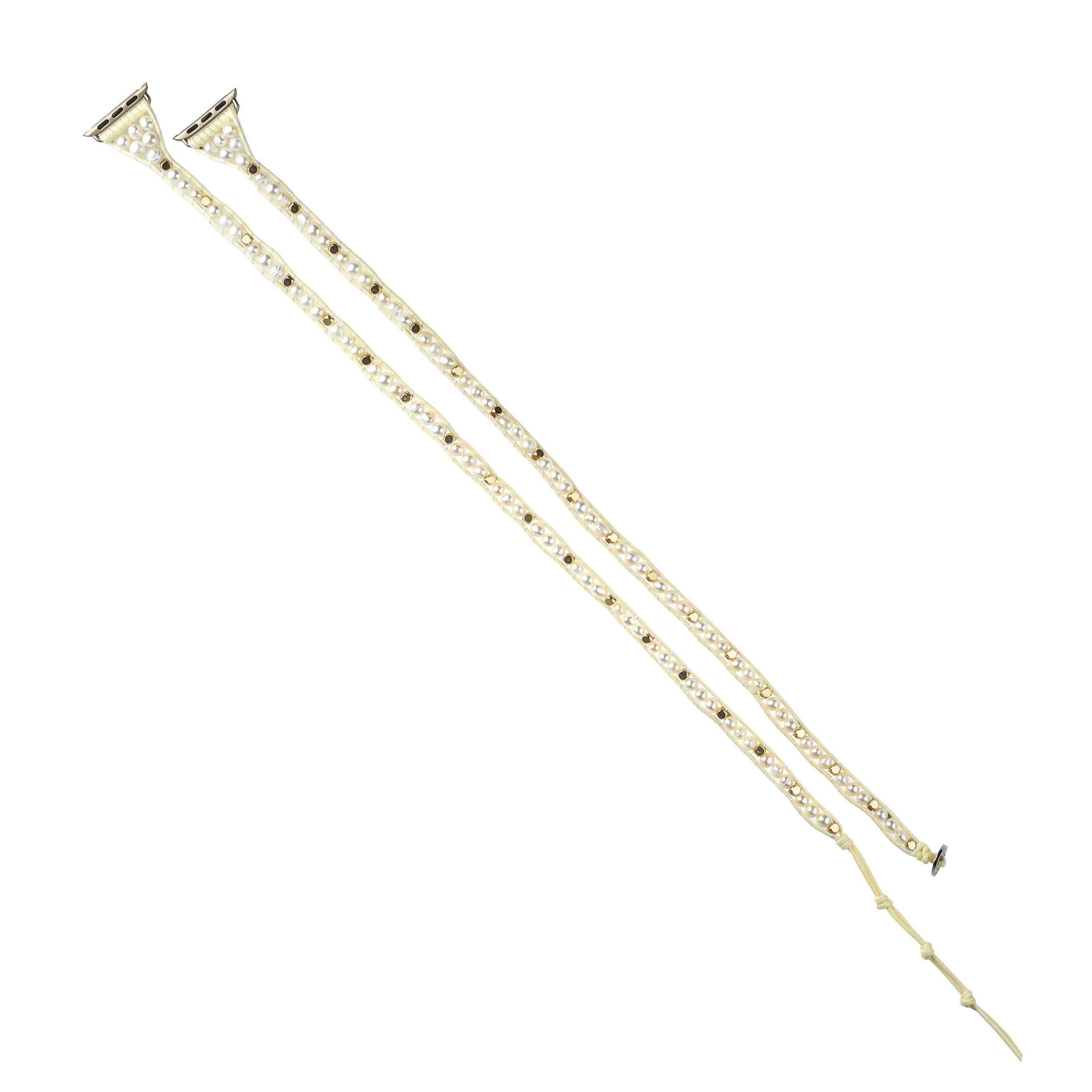 Freshwater Pearls on Ivory With Gold Accent Apple Watch Strap sold by Victoria Emerson product image thumbnail 5