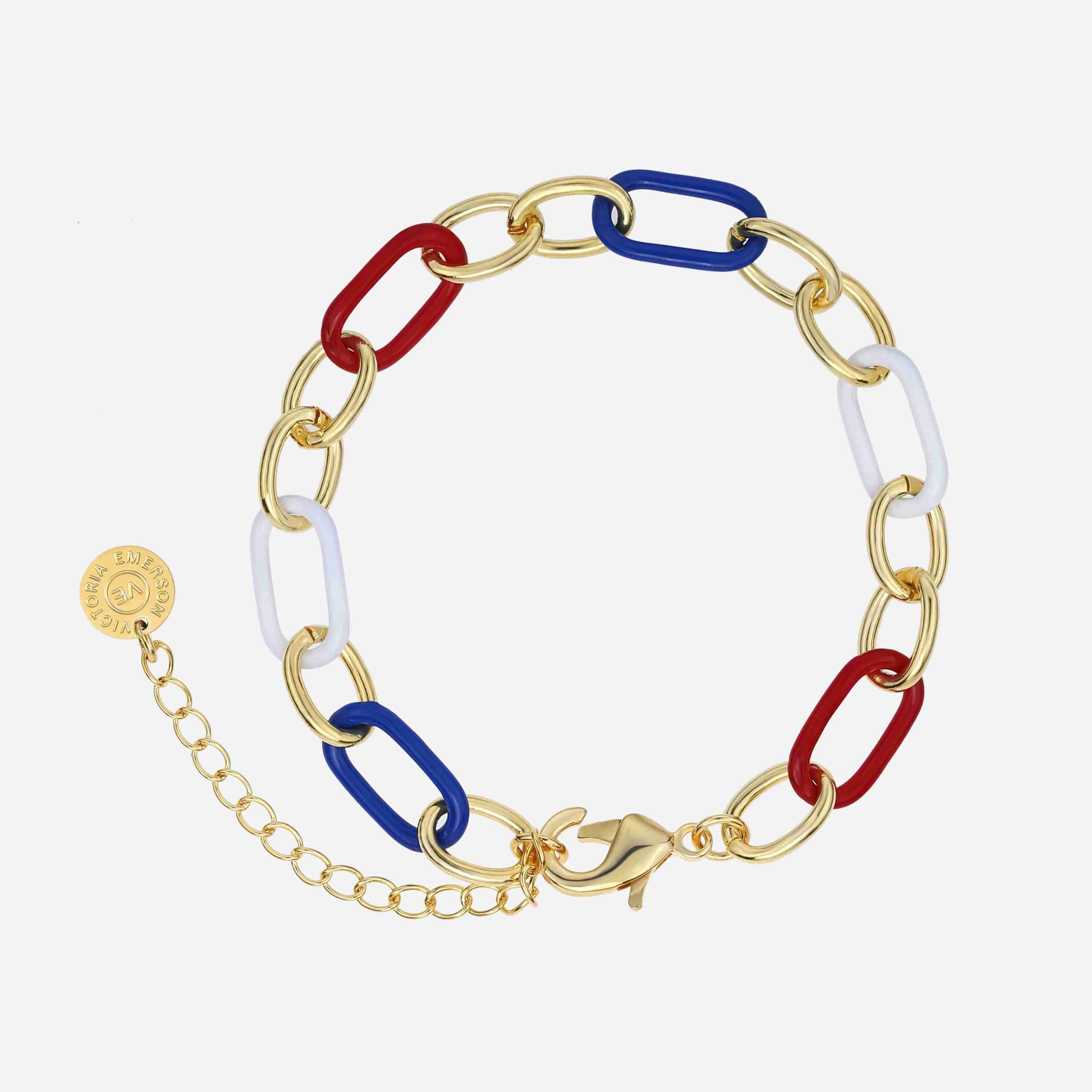 Stars & Stripes Gold Paperclip Link Bracelet sold by Victoria Emerson product image thumbnail 3