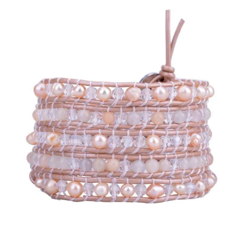 Orange Jade & Pink Pearls on Natural sold by Victoria Emerson