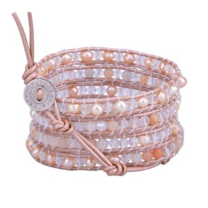 Orange Jade & Pink Pearls on Natural sold by Victoria Emerson