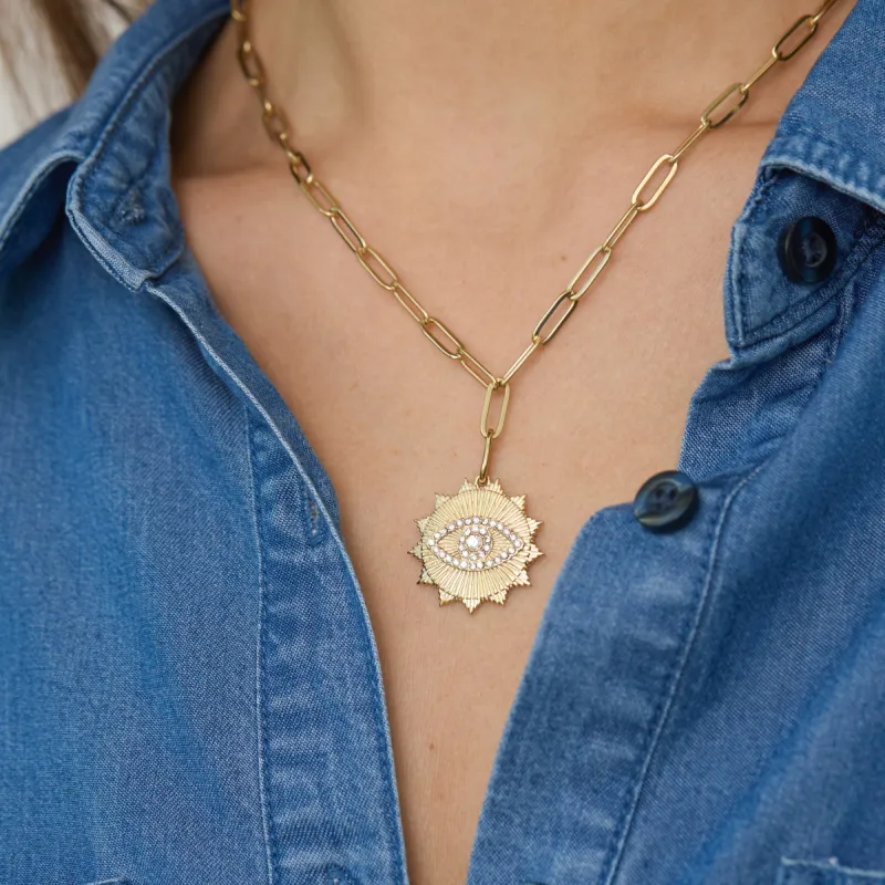 Sunburst Evil Eye Necklace sold by Victoria Emerson