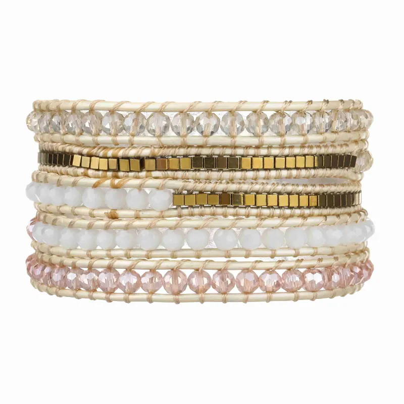 Neutral Crystals and Gold Beads on Light sold by Victoria Emerson