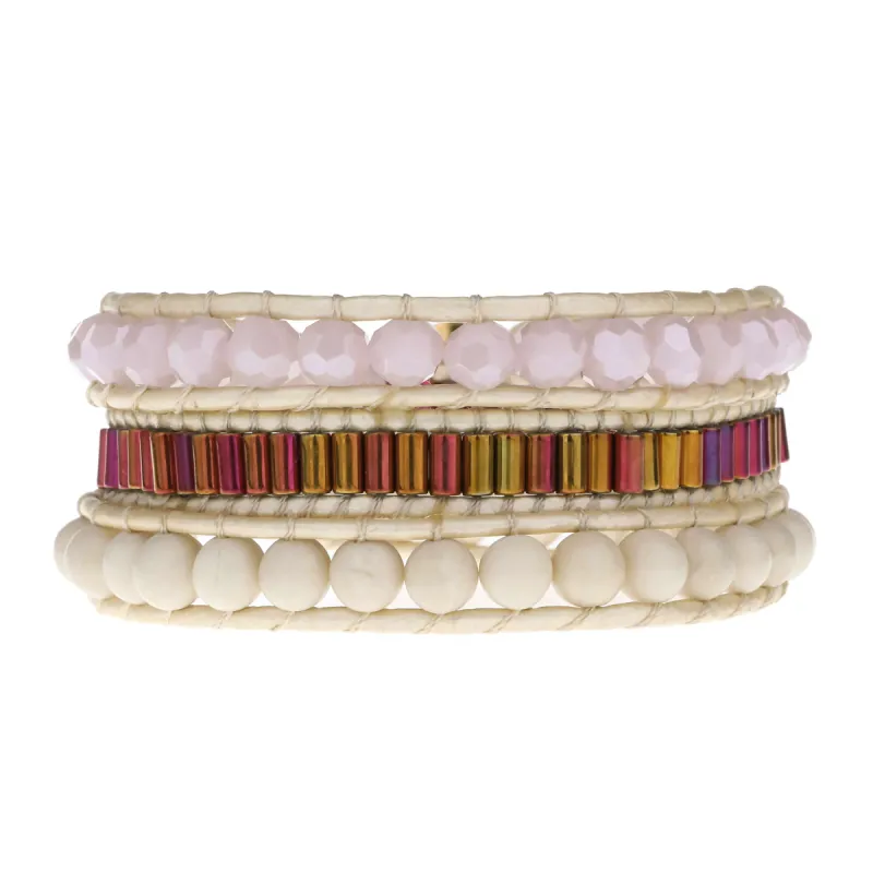 Pink and Colorful Crystals on Ivory sold by Victoria Emerson