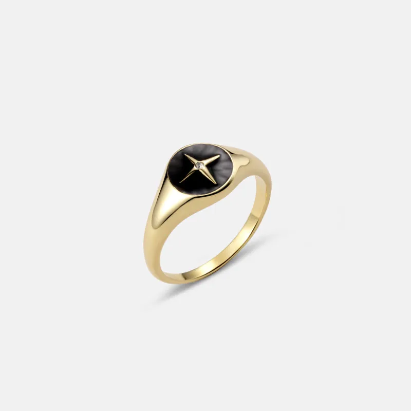 Black North Star Signet Ring made by Victoria Emerson