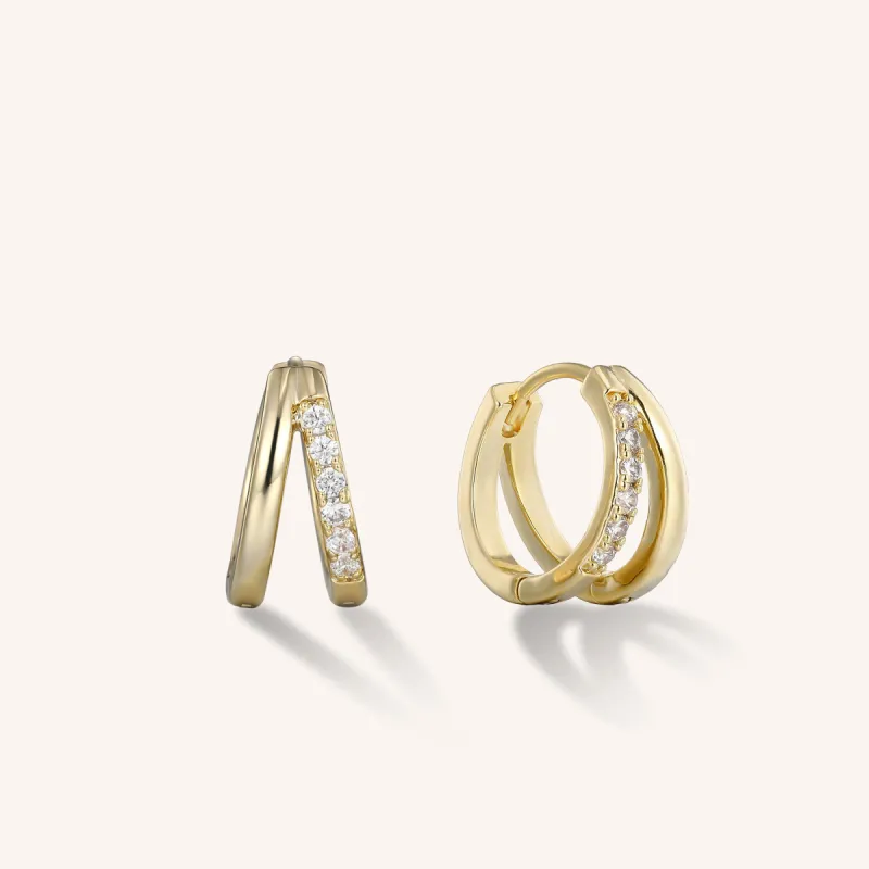 Ava Pavé Double Hoop Earrings sold by Victoria Emerson